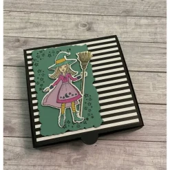 Geschenkverpackung / Gastgeschenk, Goodie, Mitbringsel, Geldgeschenk zu Halloween, Pizzabox mit Hexe oder Monster