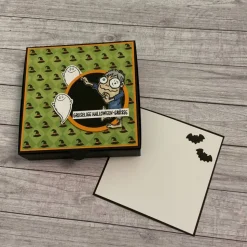 Geschenkverpackung / Gastgeschenk, Goodie, Mitbringsel, Geldgeschenk zu Halloween, Pizzabox mit Hexe oder Monster