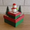 Geschenkverpackung (2 Schachteln ) mit Schneemann und Tannenbäumen