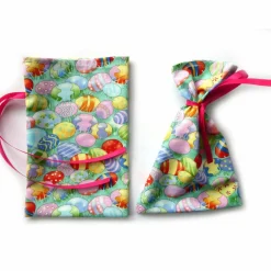 Geschenkverpackung aus Stoff Ostern Ostereier bunt Stoffbeutel Geschenksäckchen