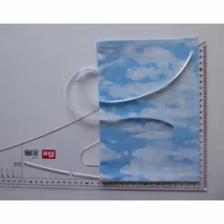 Geschenkverpackung aus Stoff Wolken Himmel blau weiß Stoffbeutel Geschenksäckchen