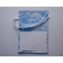 Geschenkverpackung aus Stoff Wolken Himmel blau weiß Stoffbeutel Geschenksäckchen