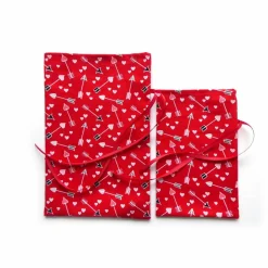 Geschenkverpackung aus Stoff rot Pfeil Herz Stoffbeutel Geschenksäckchen