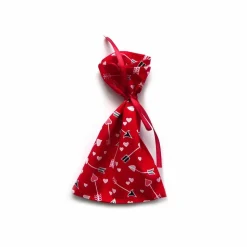 Geschenkverpackung aus Stoff rot Pfeil Herz Stoffbeutel Geschenksäckchen