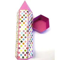 Geschenkverpackung Buntstift: Handgemachte Geschenkbox aus Karton zur Einschulung (6,2 x 22 cm)