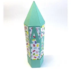 Geschenkverpackung Buntstift: Handgemachte Geschenkbox aus Karton zur Einschulung (6,2 x 22 cm)