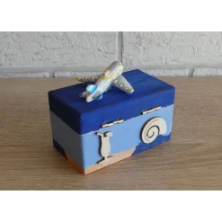 Geschenkverpackung Holztruhe - Flugreise / Urlaub