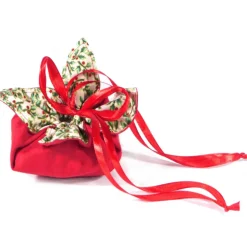 Geschenkverpackung Ilex creme gold – Wiederverwendbar & aus Baumwolle, no waste