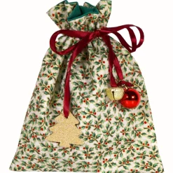 Geschenkverpackung Ilex creme Weihnachten doppellagig Baumwolle – No Waste Geschenkbeutel