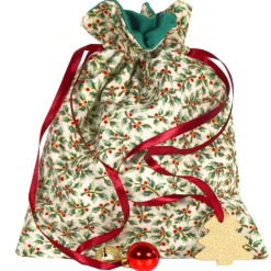 Geschenkverpackung Ilex creme Weihnachten doppellagig Baumwolle – No Waste Geschenkbeutel