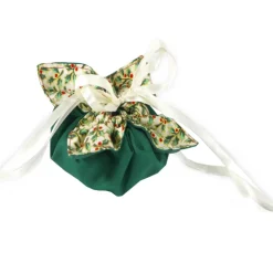 Geschenkverpackung Ilex grün gold – Wiederverwendbar, handgenäht & aus Baumwolle