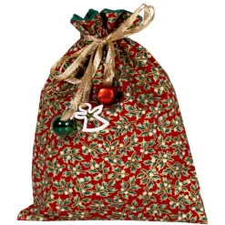 Geschenkverpackung Ilex rot Weihnachten – Baumwolle, doppellagig, wiederverwendbar