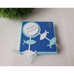 Geschenkverpackung Pizzabox Blau zur Kommunion, Konfirmation, Firmung, Taufe - Geldgeschenk, Gutschein