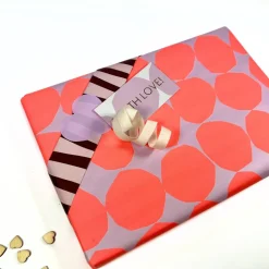 Geschenkverpackung Set NEON FALL Geschenkpapier Aufkleber Anhänger und Tüten in lila