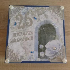 Geschenkverpackung Silberhochzeit (blau-silber-grau)