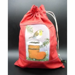 Geschenkverpackung, Weihnachten, Nikolaus, Rotkehlchen, Nikolausstiefel. Nachhaltig, da wiederverwendbar