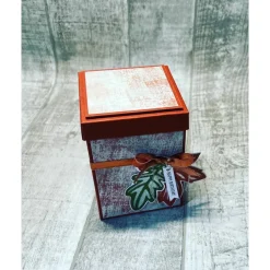 Geschenkverpackung zum Geburtstag, „Happy Birthday“, Box mit Deckel, Geschenkbox, Verpackung, Blätter, Herbst