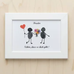 Geschwister Geschenk Steinbild personalisiert – Handgefertigtes Unikat mit Natursteinen & Spruch, STB-162