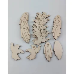 Gespenster 17-Teile Holz zum Basteln Dekorieren Tischstreu Streu Geburtstage Halloween Gothic Jubiläum DIY