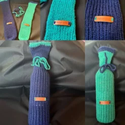 Gestrickte Socke als Verpackung für Flaschen