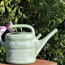 Gießkanne mit Spruch , personalisiertes Geburtstagsgeschenk 10 L , Pistazie, Gartengeschenk
