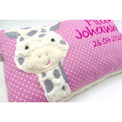 Giraffe Afrika Urlaubsreise Zoo Namenskissen Taufkissen Kuschelkissen Kindergartenkissen Geburtsgeschenk