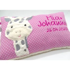 Giraffe Afrika Urlaubsreise Zoo Namenskissen Taufkissen Kuschelkissen Kindergartenkissen Geburtsgeschenk