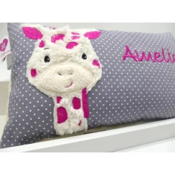 Giraffe Afrika Urlaubsreise Zoo Namenskissen Taufkissen Kuschelkissen Kindergartenkissen Geburtsgeschenk