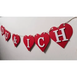 Girlande Du & Ich Valentinstag, Liebe, Verlobung, Jahrestag, wunderschöne Girlande mit roten Herzen