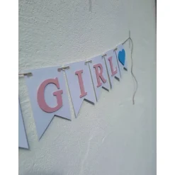 Girlande Gender Reveal / Boy or Girl / Dekoration zur Babyparty / Junge oder Mädchen / Handgefertigte Girlande aus Papie
