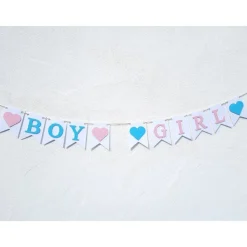 Girlande Gender Reveal / Boy or Girl / Dekoration zur Babyparty / Junge oder Mädchen / Handgefertigte Girlande aus Papie