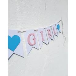 Girlande Gender Reveal / Boy or Girl / Dekoration zur Babyparty / Junge oder Mädchen / Handgefertigte Girlande aus Papie