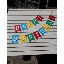 Girlande Happy Birthday Wimpelkette Fahnengirlande zum Geburtstag Partydekoration Geburtstagsdeko