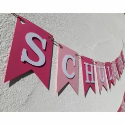 Girlande Wimpelkette Dekoration zum Schulanfang Schulkind Wimpel in rosa und pink zum 1. Schultag