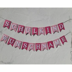 Girlande Wimpelkette Dekoration zum Schulanfang Schulkind Wimpel in rosa und pink zum 1. Schultag