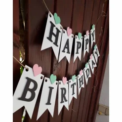 Girlande Wimpelkette Fahnengirlande Happy Birthday zum Geburtstag Partydekoration Geburtstagsdekoration