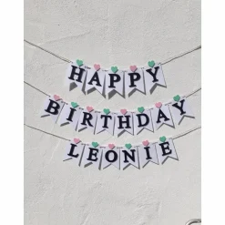 Girlande Wimpelkette Fahnengirlande Happy Birthday zum Geburtstag Partydekoration Geburtstagsdekoration