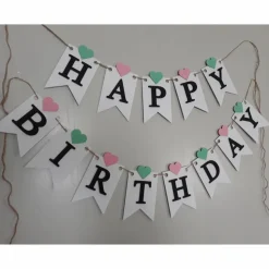 Girlande Wimpelkette Fahnengirlande Happy Birthday zum Geburtstag Partydekoration Geburtstagsdekoration