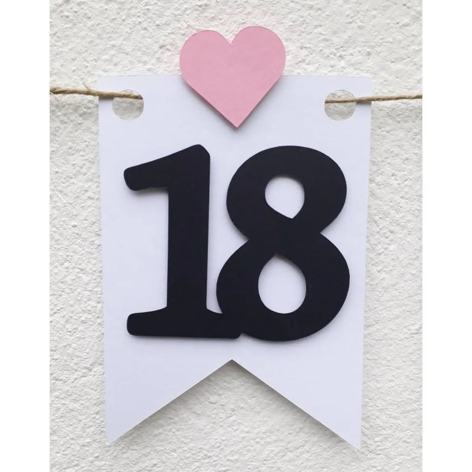 Girlande zum 18. Geburtstag Wimpel Dekoration Mintgrün Rosa Herzen Wimpelkette Banner Happy Birthday