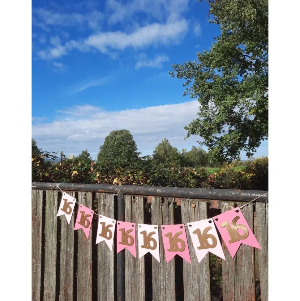 Girlande zum 16. Geburtstag,  sweet sixteen, Partydeko, Pink und Gold, Rosagold, endlich 16!