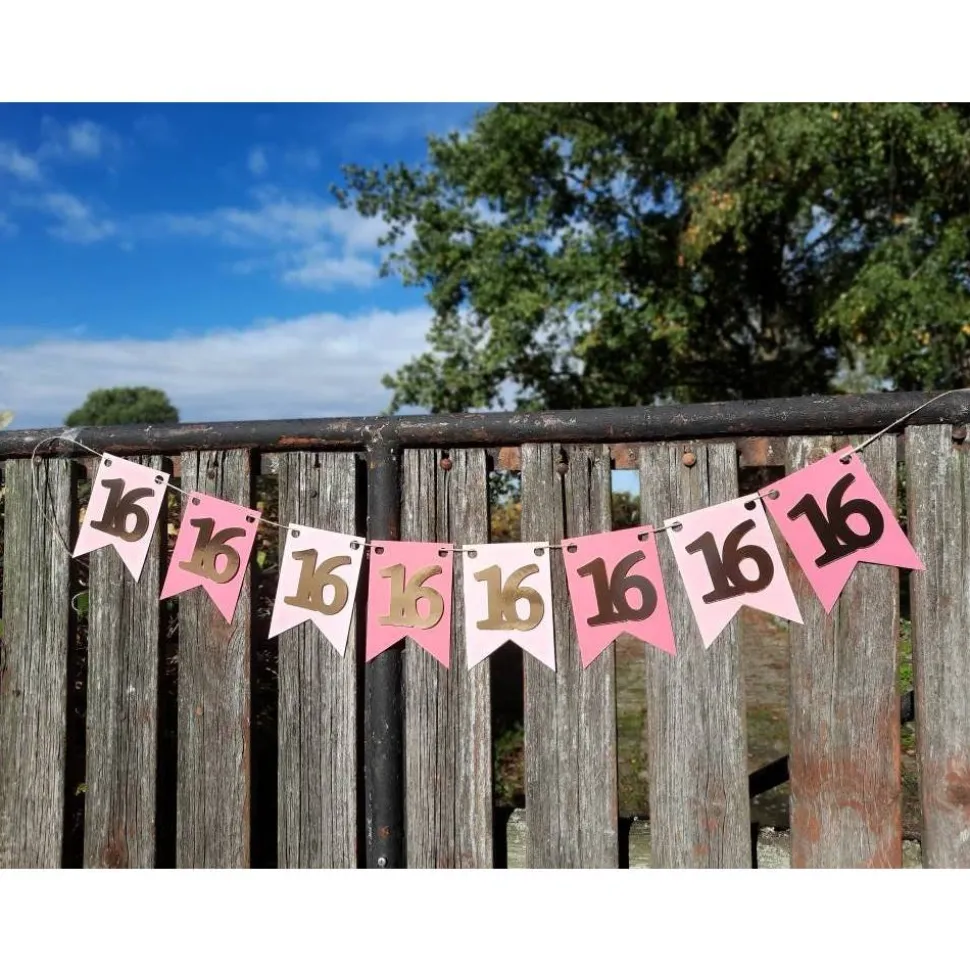 Girlande zum 16. Geburtstag,  sweet sixteen, Partydeko, Pink und Gold, Rosagold, endlich 16!