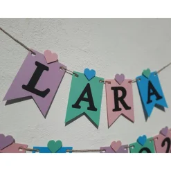 Girlande zum Abitur 2026 auf Wunsch personalisiert mit Namen, mintgrün, flieder, rosa hellblau