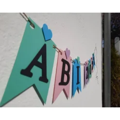 Girlande zum Abitur 2026 auf Wunsch personalisiert mit Namen, mintgrün, flieder, rosa hellblau