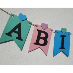 Girlande zum Abitur 2026 auf Wunsch personalisiert mit Namen, mintgrün, flieder, rosa hellblau