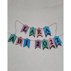 Girlande zum Abitur 2026 auf Wunsch personalisiert mit Namen, mintgrün, flieder, rosa hellblau