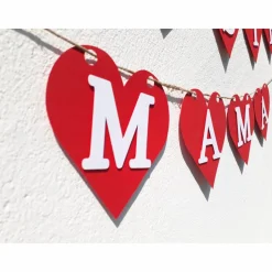 Girlande zum Muttertag "Beste Mama" Herzgirlande für die Mama, Mami, Mutti, Mutter. Dekoration mit roten Herzen. Auch zum Geburtstag!