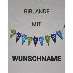 Girlande zum Schulanfang auf Wunsch personalisiert mit Wunschtext Schulkind Wunschname aus hochwertigem Karton