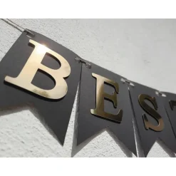 Girlande zur bestandenen Prüfung / Personalisierbar / Abschluss Bachelor Master Wimpelkette zum Schulabschluss Gold und