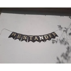 Girlande zur bestandenen Prüfung / Personalisierbar / Abschluss Bachelor Master Wimpelkette zum Schulabschluss Gold und