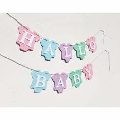 Girlande zur Geburt in zuckersüßen Pastellfarben, Babyparty, Babyshower, Dekoration in rosa, hellblau, mintgrün und flieder.